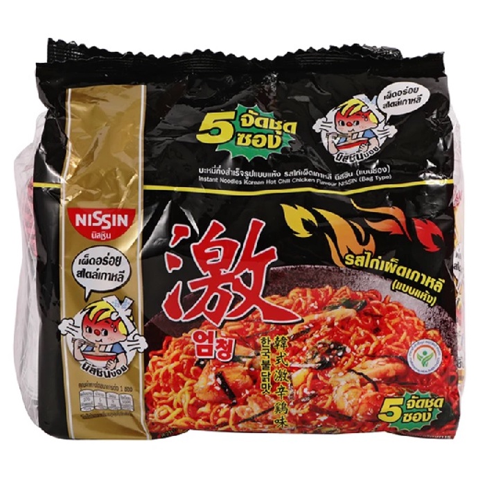 tha-shop-2x-60กรัม-x-5-ซอง-นิสชิน-nissin-noodle-รสไก่เผ็ดเกาหลี-มาม่า-มาม่าเกาหลี-บะหมี่กึ่งสำเร็จรูป-มาม่าแพ็ค