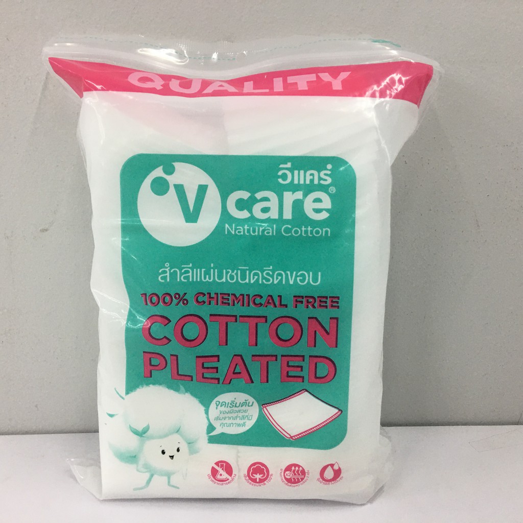 v-care-cotton-pleated-วีแคร์-สำลีแผ่นชนิดรีดขอบ-100-แผ่น