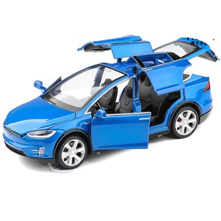 โมเดลรถยนต์โลหะ Tesla Model X90 สเกล 1/32 ของขวัญวันเกิด สําหรับเด็ก