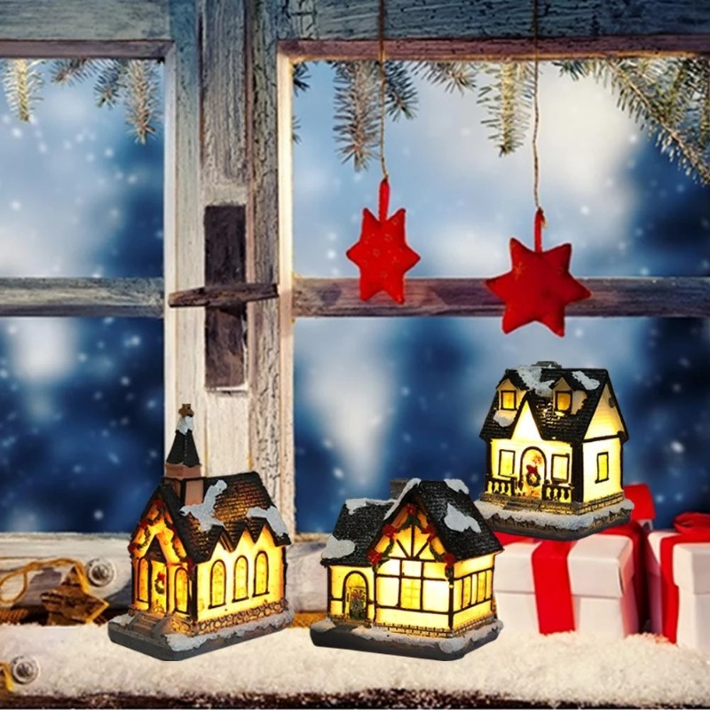 บ้านกระท่อมเรซิ่น-led-เรืองแสง-สวยหรู-สําหรับตกแต่งบ้าน-คริสต์มาส
