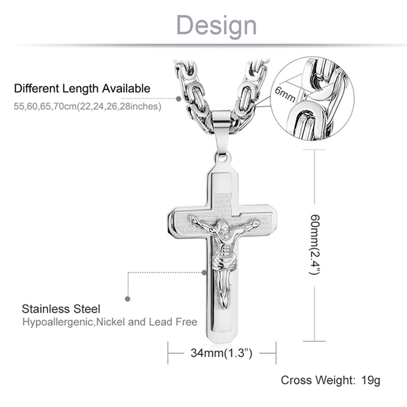 สร้อยคอโซ่-สเตนเลส-จี้ไม้กางเขนพระเยซู-ไบเบิล-โกธิค-สําหรับผู้ชาย