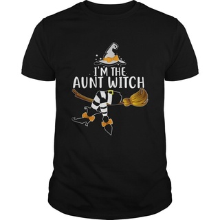 เสื้อยืดสีขาวเสื้อยืดแขนสั้น ผ้าฝ้าย พิมพ์ลายกราฟฟิค IM The Aunt Witch Halloween สีดํา แฟชั่นสําหรับผู้ชาย ไซซ์ Xs - 6X