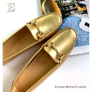 EARL GREYรองเท้าหนังแท้ หนังนิ่ม พื้นนุ่ม มีซัพพอร์ต รุ่น Clyley series in Metallic gold