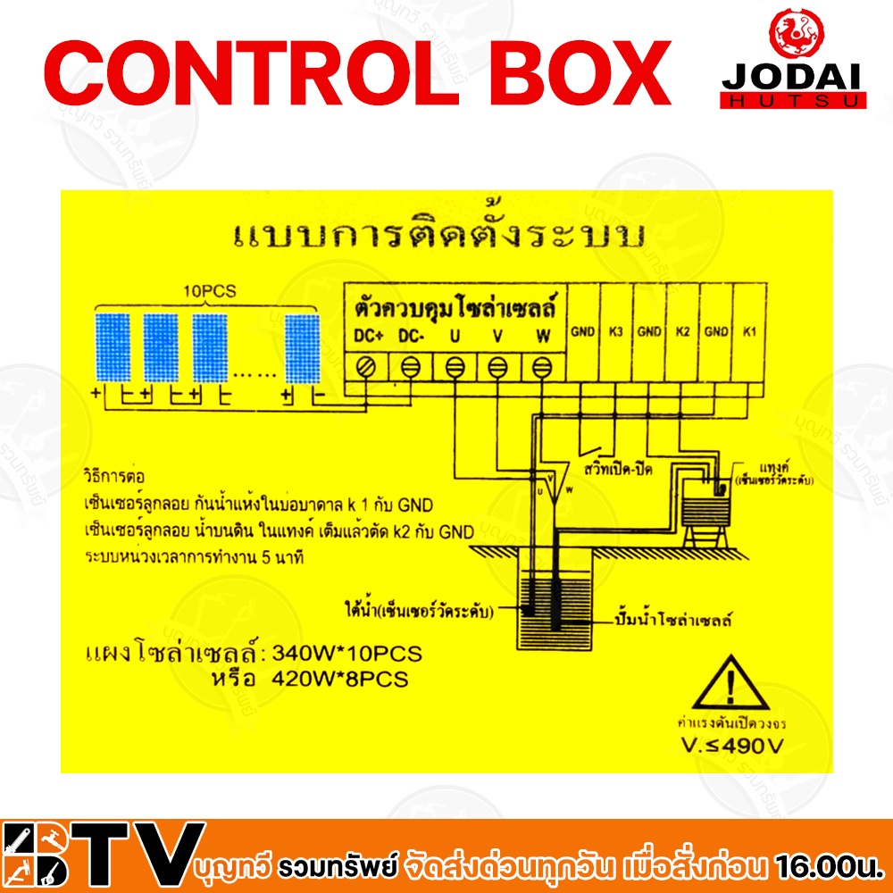 jodai-กล่องควบคุม-control-box-2200w-ปั๊มบาดาลใช้ทดแทนได้-controller-input-power-2200w-solar-panels-340w-10pcs-and-420w-8