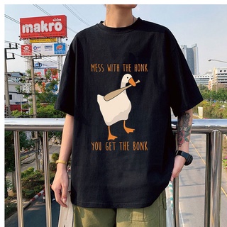 เสื้อยืด ผ้าฝ้าย พิมพ์ลาย Mess with The Honk You Get The Bonk Big Goose สําหรับผู้ชาย NB321GRE15503