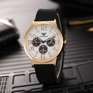 สินค้า Ar นาฬิกาข้อมือควอตซ์แฟชั่น สายซิลิโคน สีดํา เรียบง่าย สําหรับสตรี