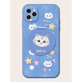 Case Iphone Cat with its mirror เคสลายแมวพร้อมกระจกมีฟิล์ม
