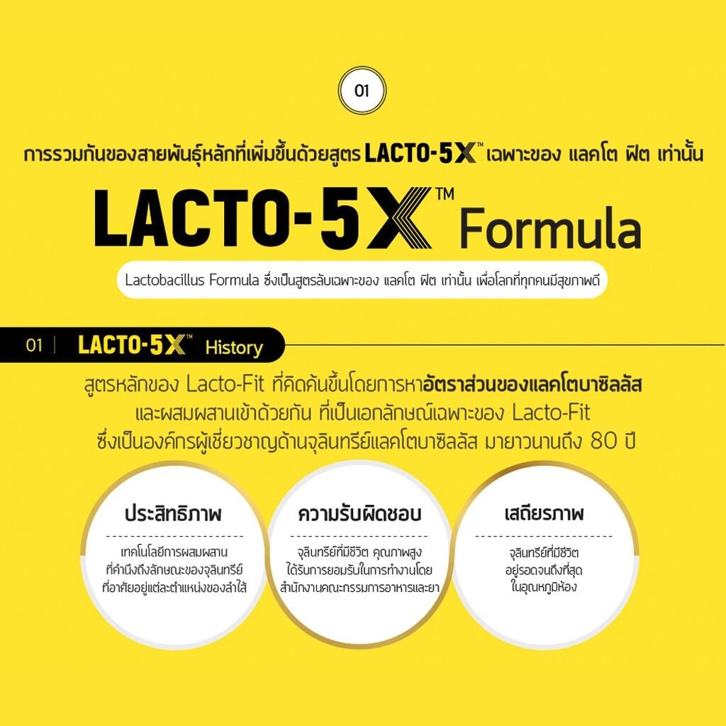 ข้อมูลเพิ่มเติมของ LACTO-FIT 5X Formula  แลคโตฟิต โพรไบโอติกส์ พรีไบโอติกส์ อาหารเสริม. ( สินค้าหมดอายุ : 2023.10.20 )