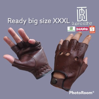 สินค้า ถุงมือหนังแท้ แบบครึ่งนิ้ว ขนาดใหญ่ สําหรับผู้ชาย และผู้หญิง ไซซ์ XXL XXXL
