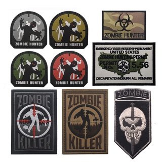 แผ่นแพทช์ PVC ปักลายสัญลักษณ์ Zombie Hunter IFF สไตล์ทหาร สําหรับตกแต่งเสื้อผ้า