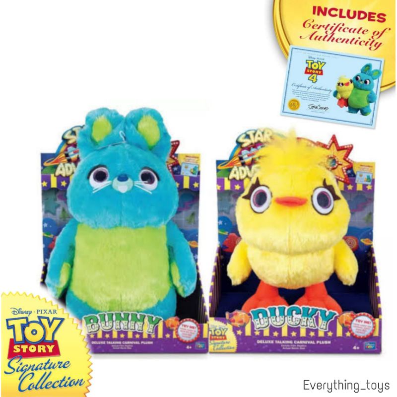 ลิขสิทธิ์-แท้-จาก-อเมริกา-thinkway-ducky-and-bunny-deluxe-talking-carnival-plush-toy-story-signature-collection