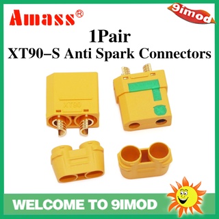 9imod Amass อะไหล่ปลั๊กเชื่อมต่อแบตเตอรี่ XT90-S ตัวผู้ ตัวเมีย XT90S กันกระแทก สําหรับแบตเตอรี่ RC Lipo DIY 2 ชิ้น