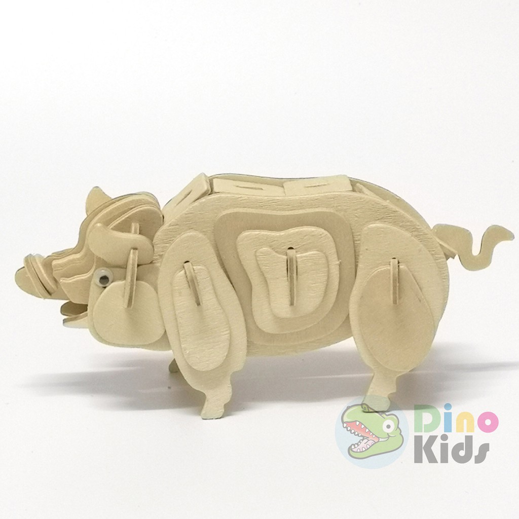 dinokids3d-ตัวต่อไม้-3-มิติ-หมู-pig-จิ๊กซอว์ไม้-โมเดลไม้-3-มิติ