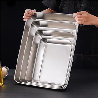 ☍✑▥Thicken Deepen Stainless Steel Baking Tray Nonstick Bakeware Cake Break Pans Food Fruits Storage Trays Plates Kitchen