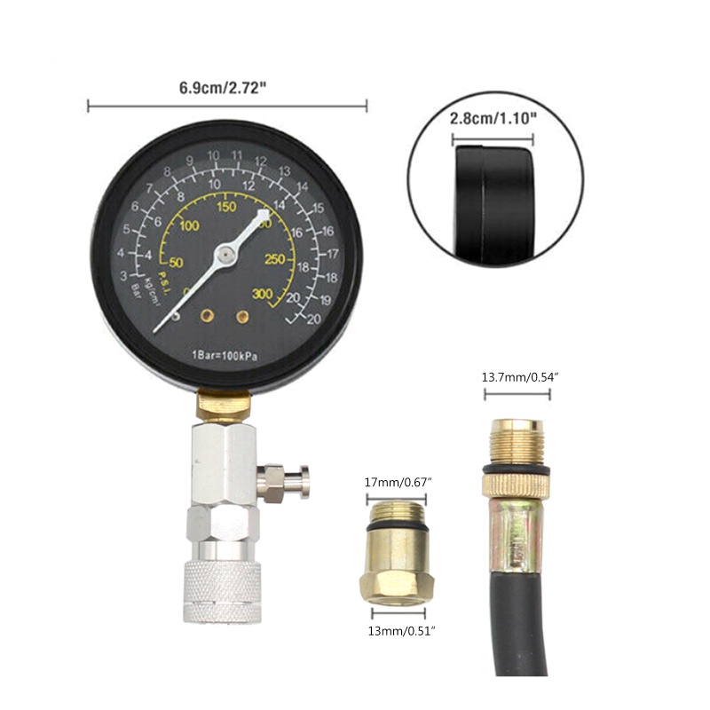 edb-ชุดเครื่องมือทดสอบแรงดันลูกสูบเครื่องยนต์เบนซิน-0-300-psi