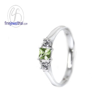 Finejewelthai-แหวน-แหวนเพอริดอท-แหวนเงินแท้-แหวนพลอย-พลอยแท้-พลอยประจำเดือนเกิด-Peridot-Silver-Ring-R1181pd