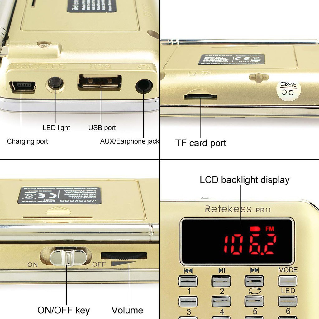 ภาพหน้าปกสินค้าRetekess PR11 เครื่องเล่น MP3 วิทยุ FM AM ดิจิทัล แบบพกพา สีแดง และสีทอง จากร้าน retekessofficial.th บน Shopee