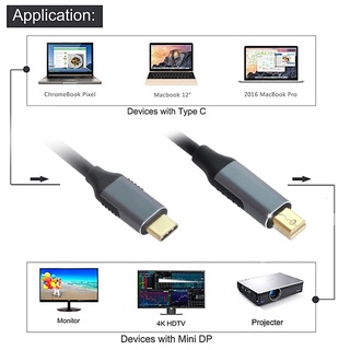 Cablecc สายเคเบิลแปลงพอร์ตจอแสดงผล USB-C Type-C เป็น Mini DP HD 018