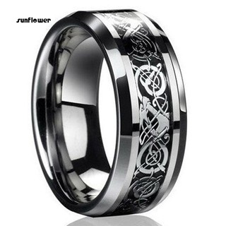 ภาพหน้าปกสินค้าSunflower_Fashion Men Celtic Dragon Carving Titanium Steel Wedding Band Ring Jewelry Gift ซึ่งคุณอาจชอบราคาและรีวิวของสินค้านี้