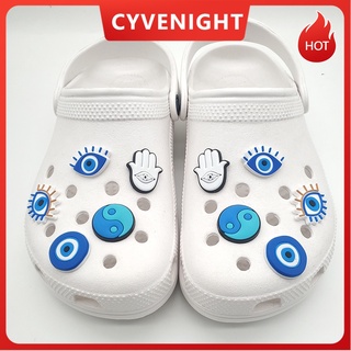 จี้รูปตาชั่วร้าย สีฟ้า 5 แบบ สําหรับตกแต่งรองเท้า Crocs