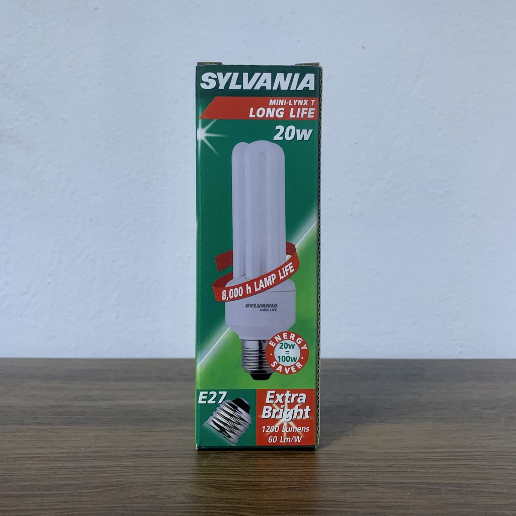 sylvania-หลอดตะเกียบ-หลอดประหยัดไฟ-20w-ขั้วe27-mini-lynx-t-long-life-3u-827-สีวอร์มไวท์-เหลือง