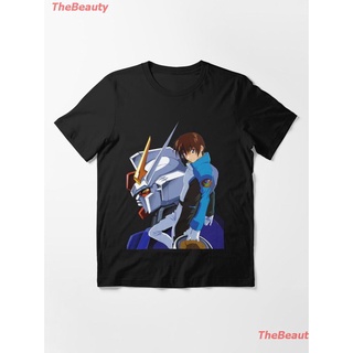 เสื้อยืดผ้าฝ้าย2022 ข้อเสนอพิเศษ หุ่นยนต์ ผู้ชาย Kira Yamato And Strike Gundam Essential T-Shirt คอกลม แฟชั่น  ผ้าฝ้ายแท