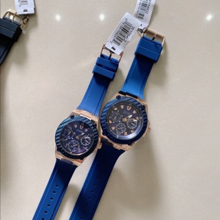 นาฬิกาข้อมือผู้ชาย Guess Blue Dial Multifunction Mans&amp;Lady Watch W1049G2/W1094L2