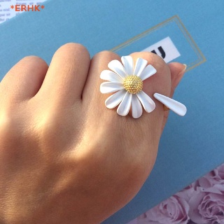 Erhk&gt; แหวนแฟชั่น รูปดอกเดซี่ ปรับได้ สไตล์โบโฮ สําหรับผู้หญิง
