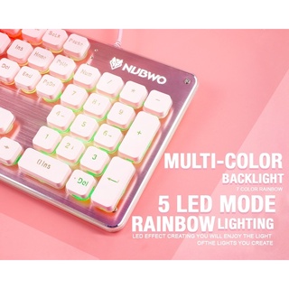 ภาพขนาดย่อของภาพหน้าปกสินค้าNUBWO USB Gaming Keyboard (NK-32 FORTUNE) คีย์บอร์ดเกมมิ่งสีชมพู คีบอร์ดเกมมิ่ง ไฟรุ้ง7สี (คีบอร์ดภาษาไทย) ประกันศูนย์ 1 จากร้าน aecheadphone บน Shopee