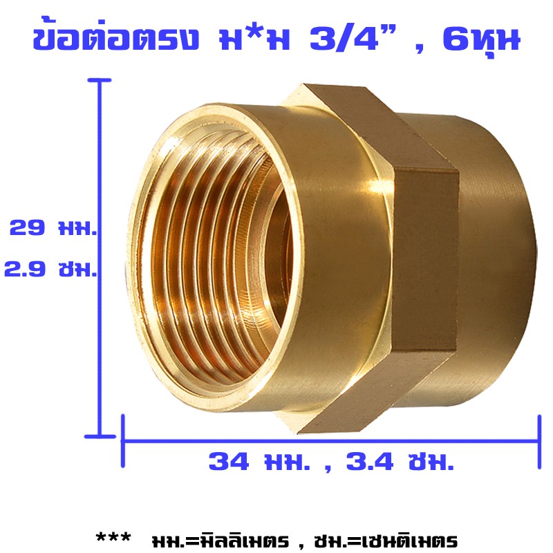 ข้อต่อทองเหลือง-ข้อต่อตรง-pp-พีพี-ม-ม-lt-เกลียวใน-เกลียวใน-gt-ขนาด-3-4-6หุน-แพ็ค-100-ชิ้น-ประปา-น้ำมัน
