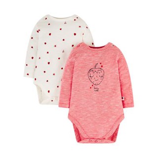 Mothercare เซ็ต 2 ตัว บอดี้สูทแขนยาวลายสตรอเบอร์รี่ strawberry frill bodysuits - 2 pack