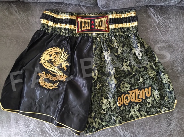 กางเกงมวย-กางเกงมวยไทย-ปักลายมังกร-boxing-shorts-muay-thai-pants