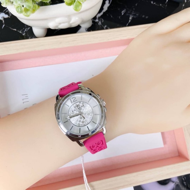 ผ่อน0-นาฬิกา-coach-boyfriend-womens-quartz-watch-14503145-สายยาง-สีชมพู