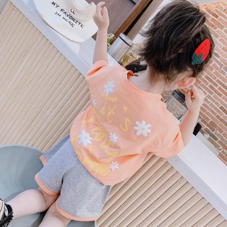 Girls Little Daisy Summer T-shirt Pure Cotton 2021 New Middle and Small Children Childrens Net Red Baby Short Sleeve We