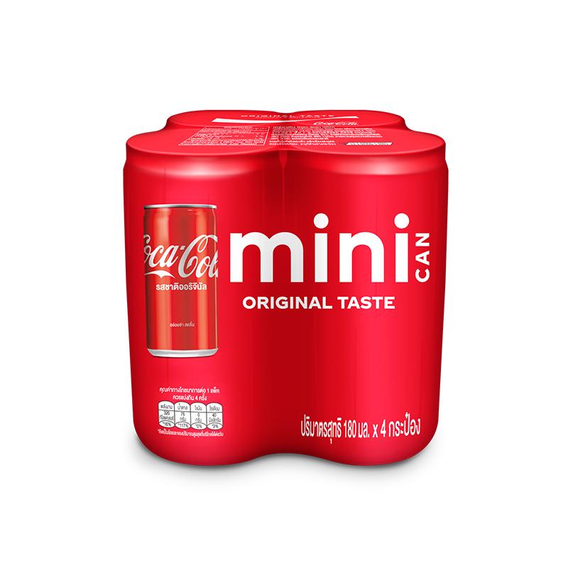 โค้ก-น้ำอัดลม-รส-ออริจินัล-180-มล-4-กระป๋อง-coke-soft-drink-original-180ml-pack-4