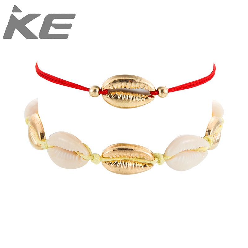 jewelry-creative-small-red-rope-bead-shell-pendant-beach-alloy-anklet-female-for-girls-for-wom