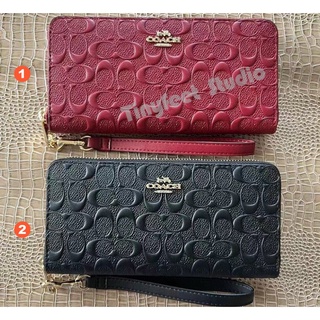 COACH C7630 Texture Leather Clutch Bag Women Long Purse Wallet Dompet Wanita