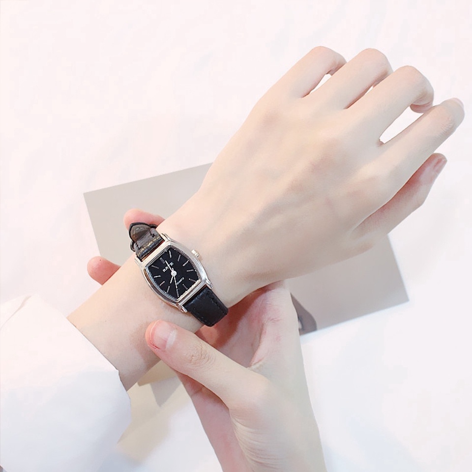 นาฬิกาแฟชั่น-ladies-watch-นาฬิกาผู้หญิงเข็มขัดน้ำหน้าปัดเล็กเข็มขัดบางเกาหลีย้อนยุคมินิควอตซ์นาฬิกาผู้หญิงดู