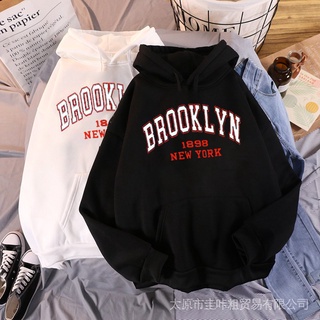 Brooklyn 1898 เสื้อกันหนาวลําลอง พิมพ์ลาย โอเวอร์ไซซ์ ให้ความอบอุ่น สําหรับผู้ชาย ผู้หญิง