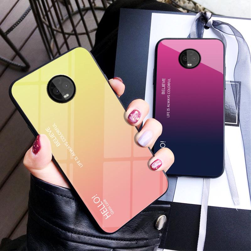 เคสกระจกนิรภัยไล่โทนสีสำหรับ Motorola Moto G6 / G6 Plus Case