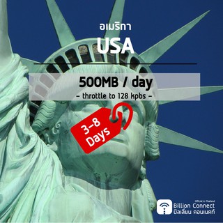 USA Sim Card 1GB 128kbps per day : ซิมอเมริกา 3-8 วัน by ซิมต่างประเทศ Billion Connect Official Thailand BC