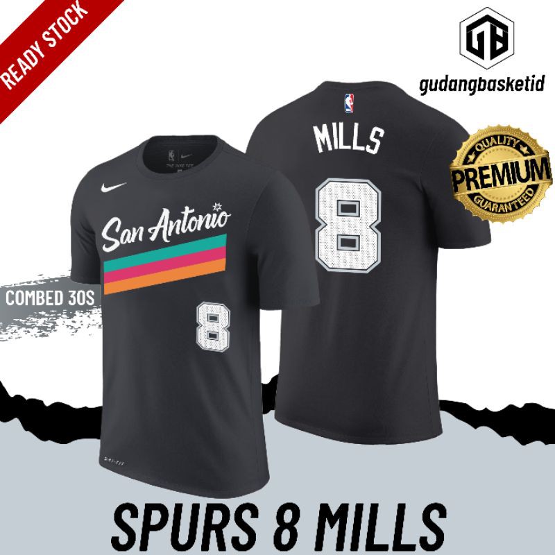 เสื้อยืดพิมพ์ลายแฟชั่นnike-เสื้อยืดบาสเก็ตบอล-nba-antonio-spurs-8-mills