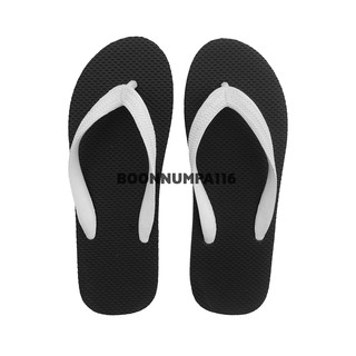 Black&amp;White Flip Flops รองเท้าแตะสีขาวดำ สลับสีพื้นและหู