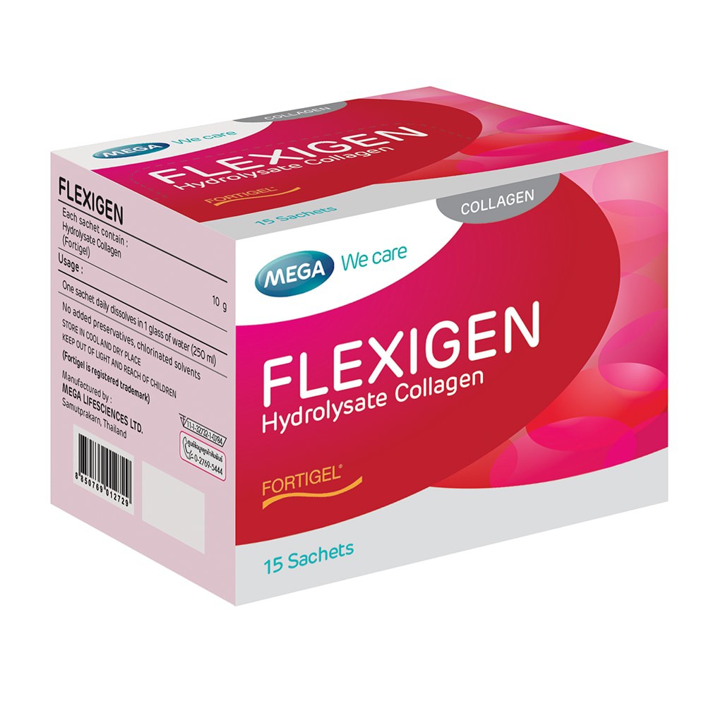 ราคาและรีวิวMega Flexigen (Hydrolysate Collagen 10 กรัม) 15 ซอง