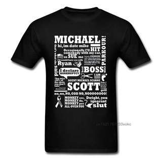 เสื้อยืดผ้าฝ้ายพรีเมี่ยม เสื้อยืด ผ้าฝ้าย พิมพ์ลาย Michael Scott Space X Lett สําหรับผู้ชาย