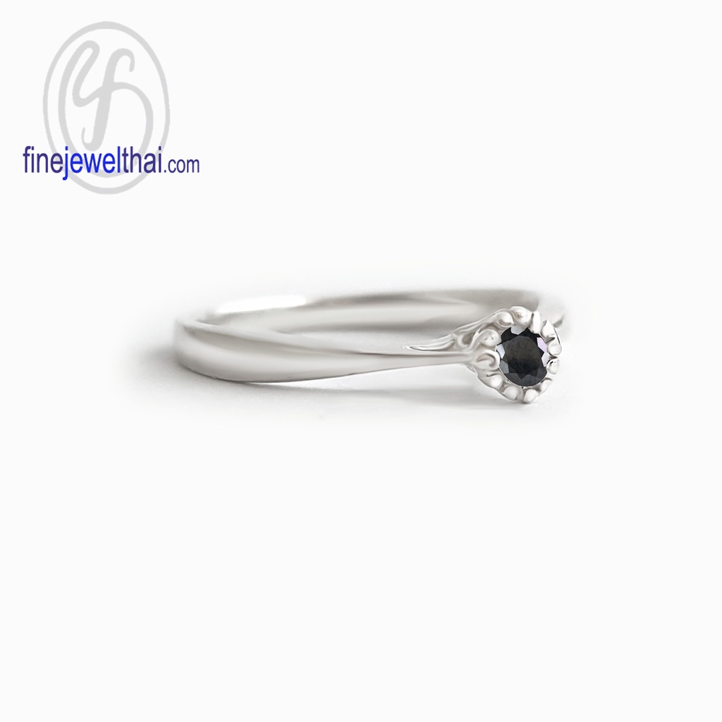 finejewelthai-แหวนนิล-นิลแท้-แหวนพลอย-แหวนเงินแท้-พลอยประจำเดือนเกิด-black-spinel-silver-ring-birthstone-r1377on