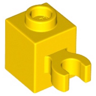 Lego part (ชิ้นส่วนเลโก้) No.60475b / 30241b / 45460 Brick Modified 1 x 1 with Open U Clip (Vertical Grip) - Solid Stud
