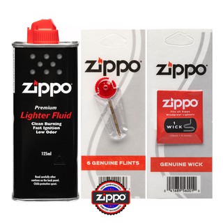 ภาพย่อรูปภาพสินค้าแรกของZippo ชุดน้ำมัน ถ่าน ไส้ สำหรับไฟแช็กซิปโป้ Zippo Fluid+Flint+Wick set