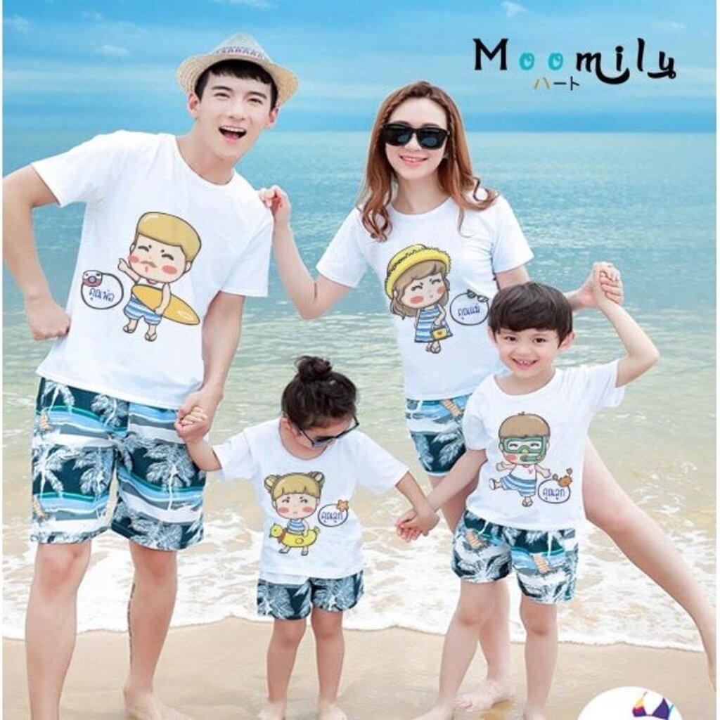 ภาพหน้าปกสินค้าเสื้อครอบครัว เที่ยวทะเล เสื้อทีม พ่อแม่ลูก MMLSEA จากร้าน moomily บน Shopee