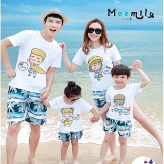 ภาพขนาดย่อของภาพหน้าปกสินค้าเสื้อครอบครัว เที่ยวทะเล เสื้อทีม พ่อแม่ลูก MMLSEA จากร้าน moomily บน Shopee